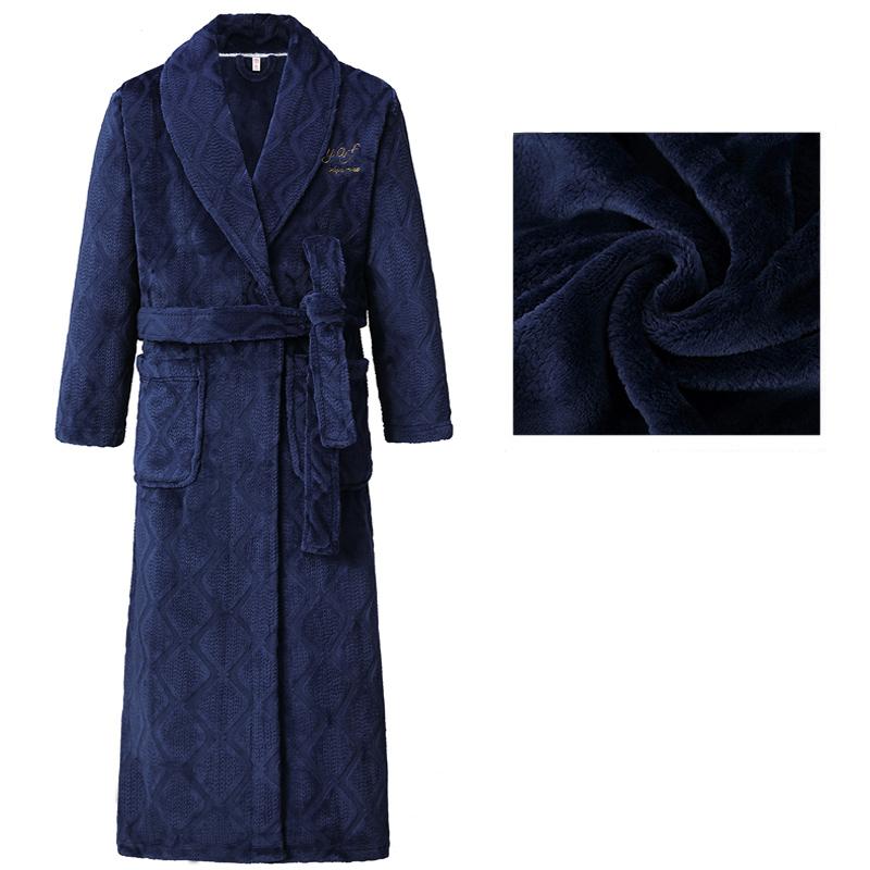Herren Bademantel Winter Flanell Lang Robe Paar Verdickte Warme Nachtwäsche Plus Size Nachthemd Damen Lose Homewear 4XL von Joom DACH