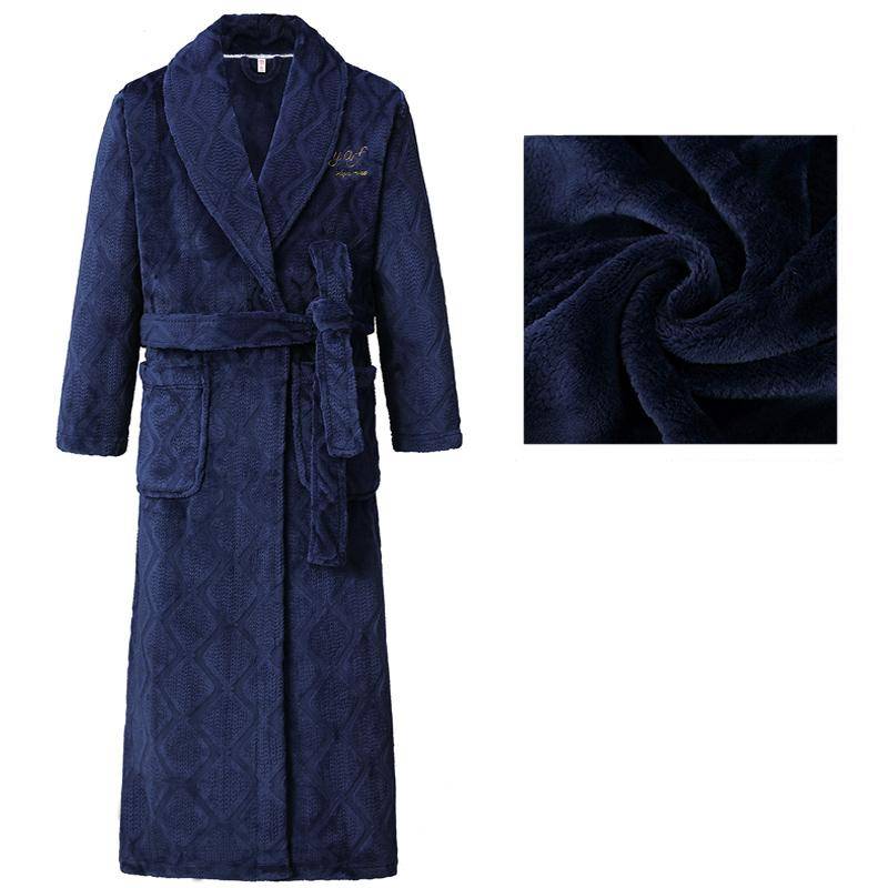 Herren Bademantel Winter Flanell Lang Robe Paar Verdickte Warme Nachtwäsche Plus Size Nachthemd Damen Lose Homewear 4XL von Joom DACH