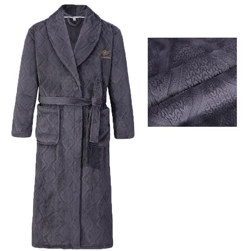 Herren Bademantel Winter Flanell Lang Robe Paar Verdickte Warme Nachtwäsche Plus Size Nachthemd Damen Lose Homewear 4XL von Joom DACH