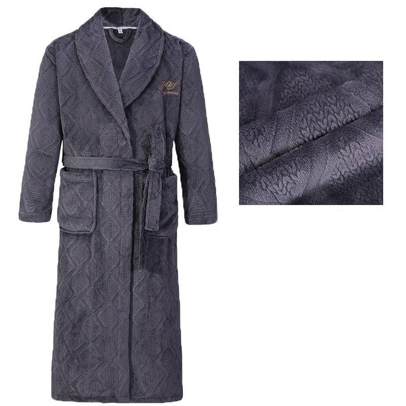 Herren Bademantel Winter Flanell Lang Robe Paar Verdickte Warme Nachtwäsche Plus Size Nachthemd Damen Lose Homewear 4XL von Joom DACH