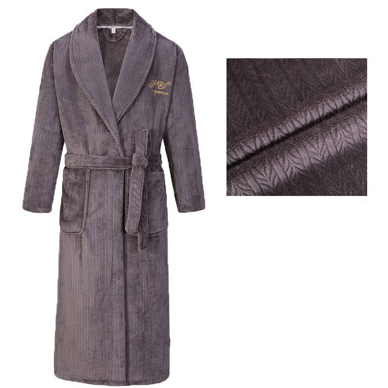 Herren Bademantel Winter Flanell Lang Robe Paar Verdickte Warme Nachtwäsche Plus Size Nachthemd Damen Lose Homewear 4XL von Joom DACH