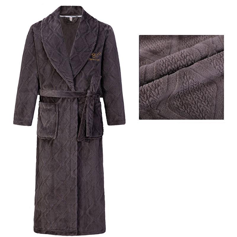 Herren Bademantel Winter Flanell Lang Robe Paar Verdickte Warme Nachtwäsche Plus Size Nachthemd Damen Lose Homewear XL von Joom DACH