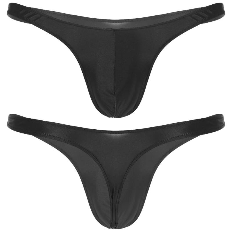 Herren-Bademode, glänzender Bulge-Beutel, Tanga, Mini-Bikini-Unterwäsche, niedrige Taille, Unterhose, Badebekleidung, Badehose M schwarz von Joom DACH