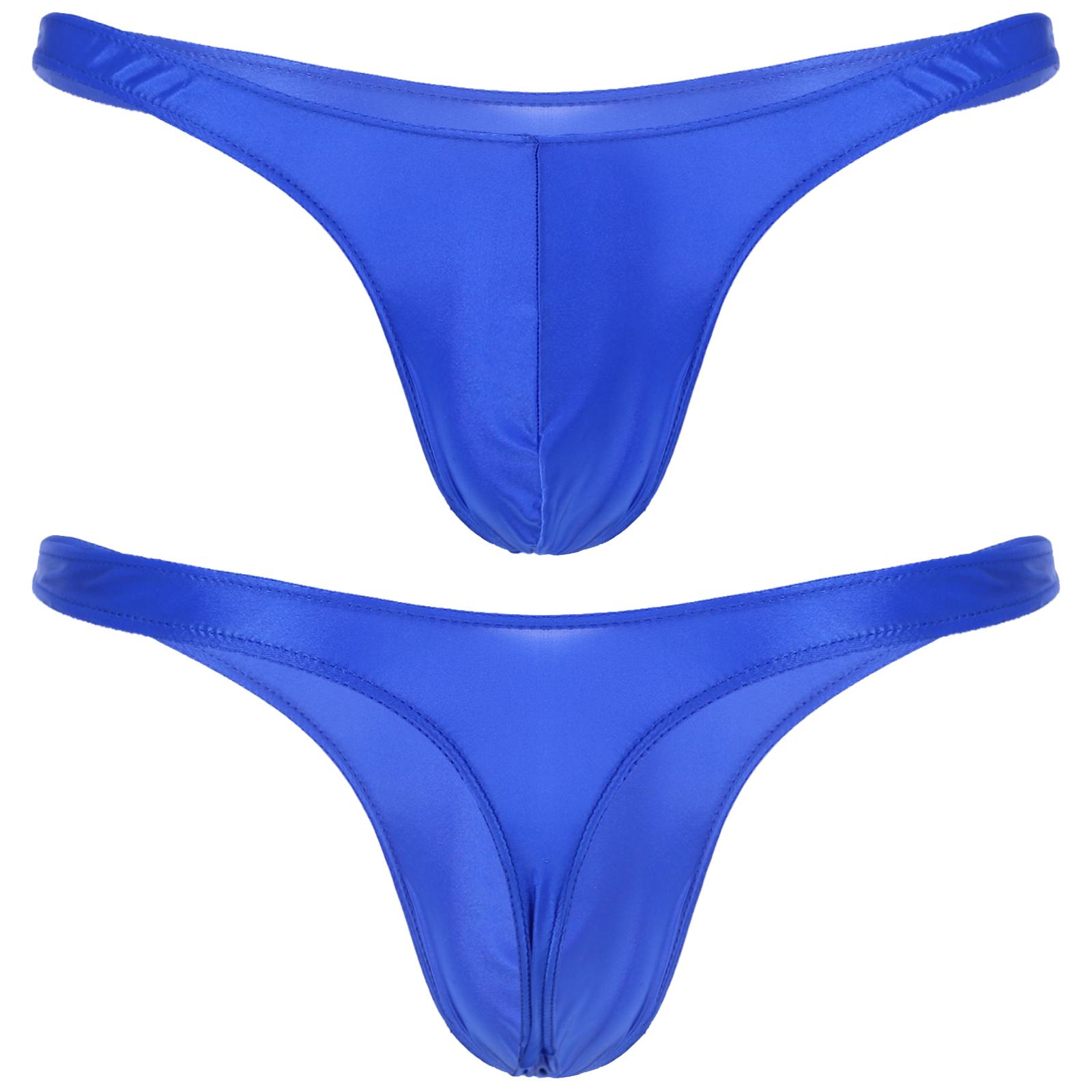 Herren-Bademode, glänzender Bulge-Beutel, Tanga, Mini-Bikini-Unterwäsche, niedrige Taille, Unterhose, Badebekleidung, Badehose M blau von Joom DACH