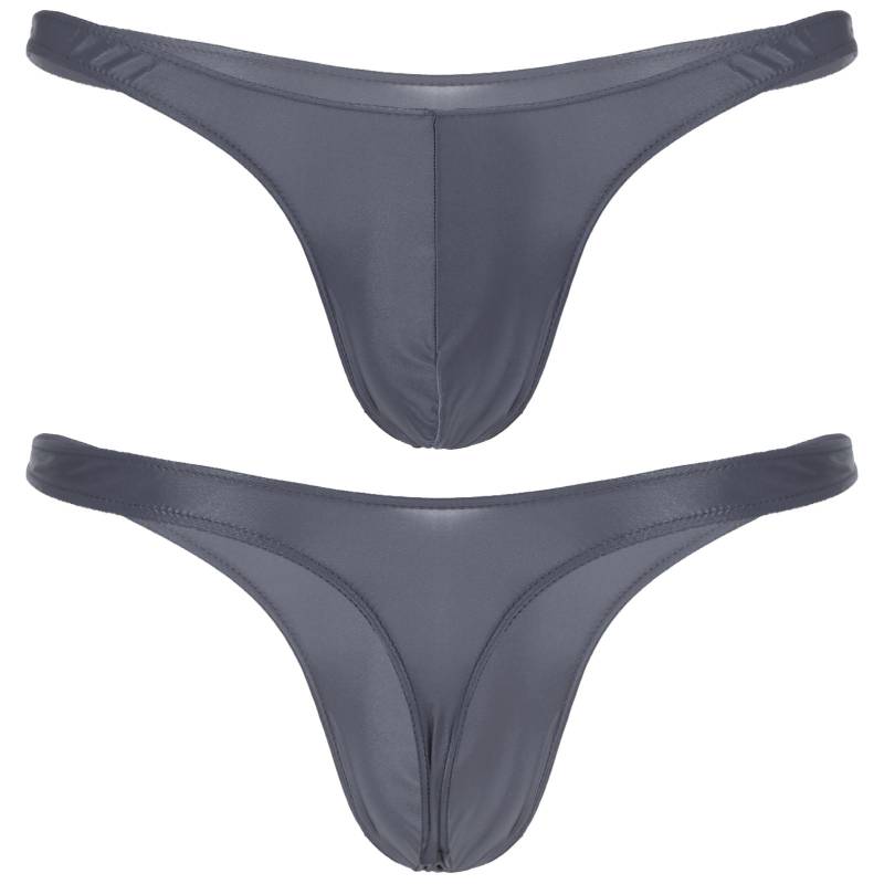 Herren-Bademode, glänzender Bulge-Beutel, Tanga, Mini-Bikini-Unterwäsche, niedrige Taille, Unterhose, Badebekleidung, Badehose XL grau von Joom DACH