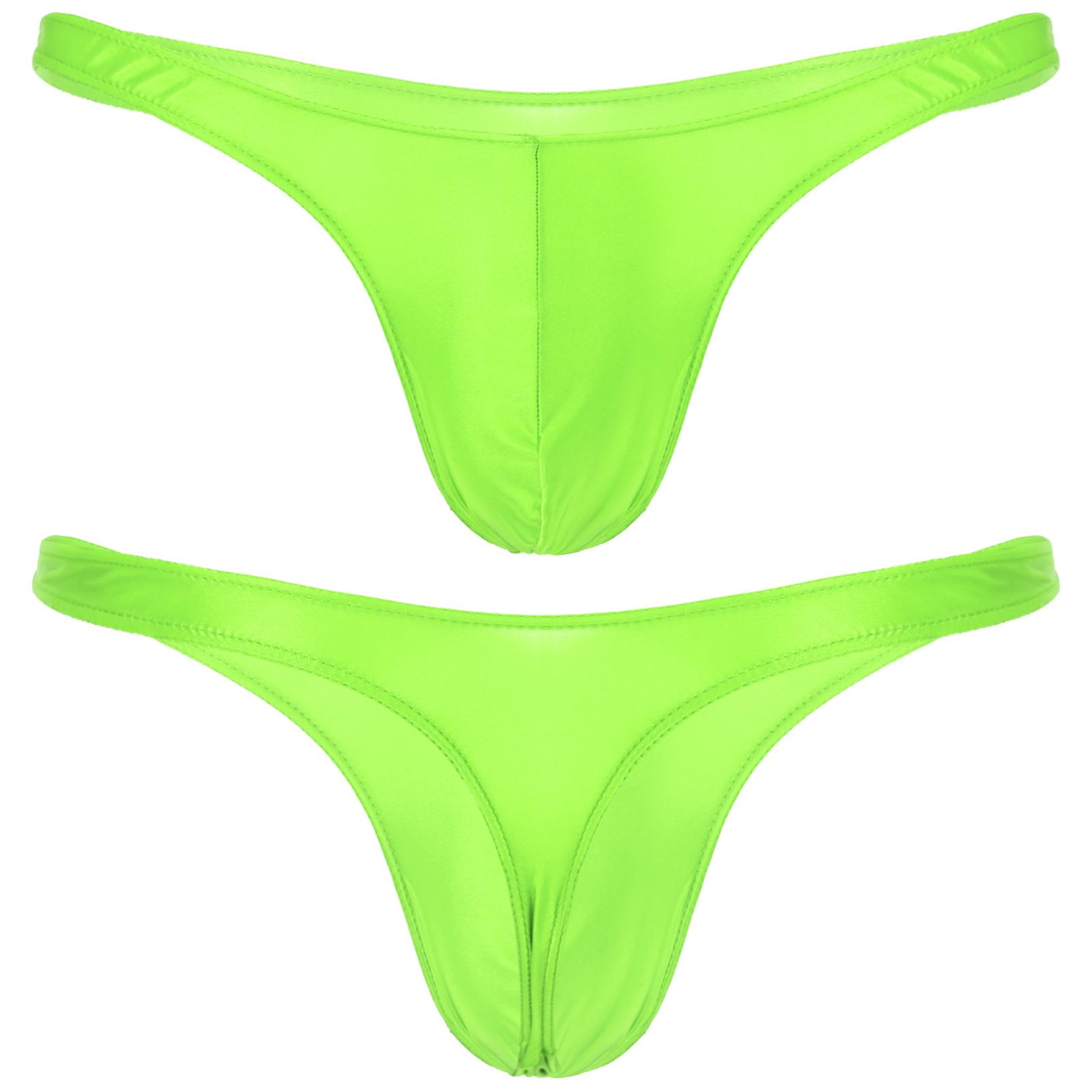 Herren-Bademode, glänzender Bulge-Beutel, Tanga, Mini-Bikini-Unterwäsche, niedrige Taille, Unterhose, Badebekleidung, Badehose XL fluoreszierende grün von Joom DACH