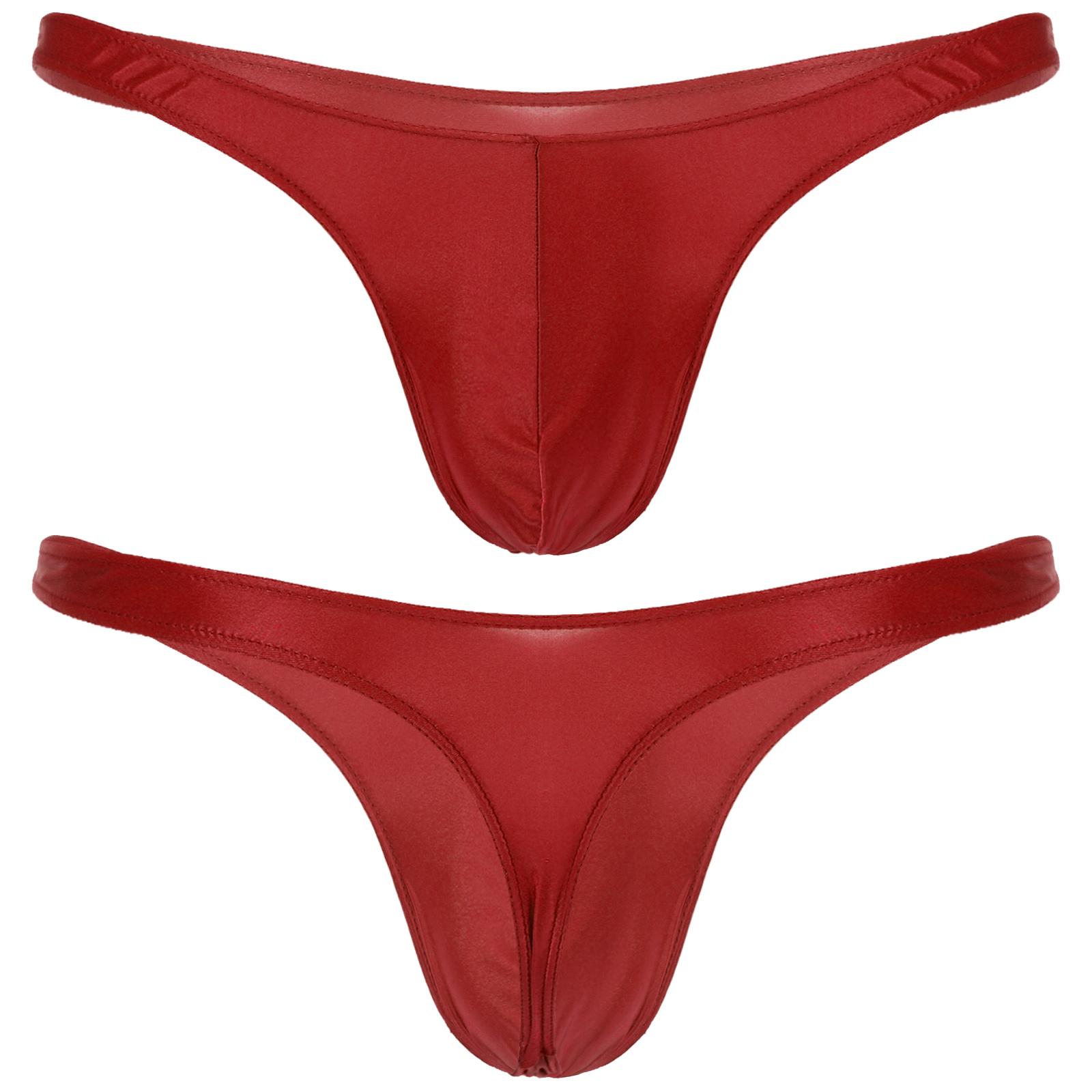 Herren-Bademode, glänzender Bulge-Beutel, Tanga, Mini-Bikini-Unterwäsche, niedrige Taille, Unterhose, Badebekleidung, Badehose XL rot von Joom DACH