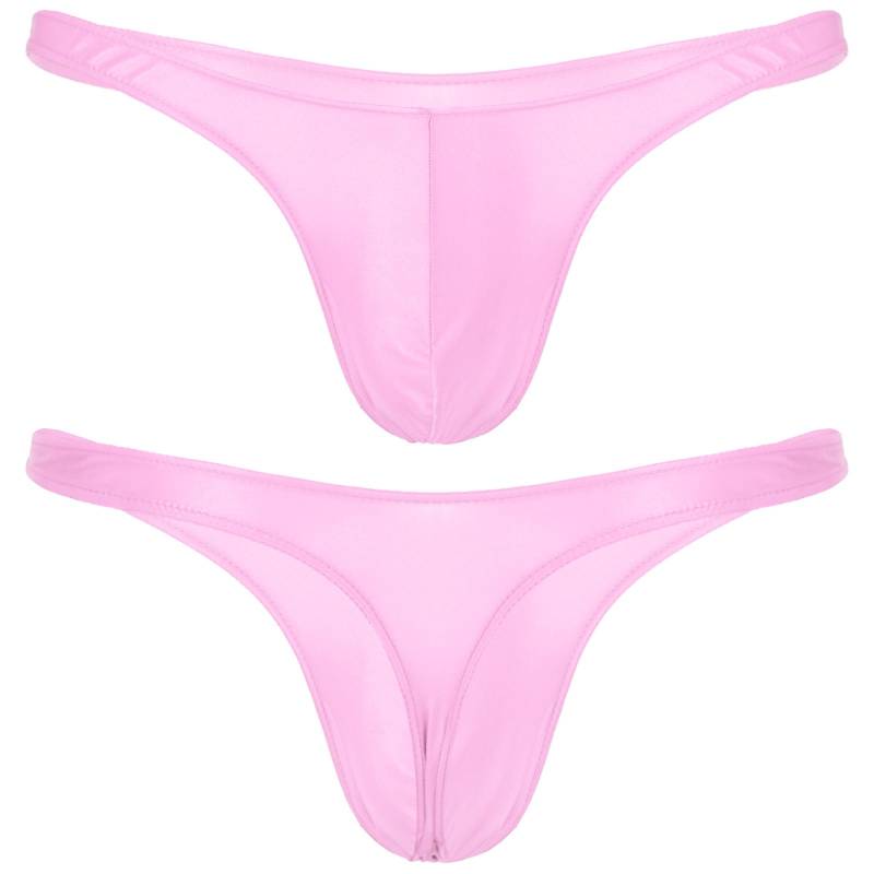 Herren-Bademode, glänzender Bulge-Beutel, Tanga, Mini-Bikini-Unterwäsche, niedrige Taille, Unterhose, Badebekleidung, Badehose XXL rosa von Joom DACH