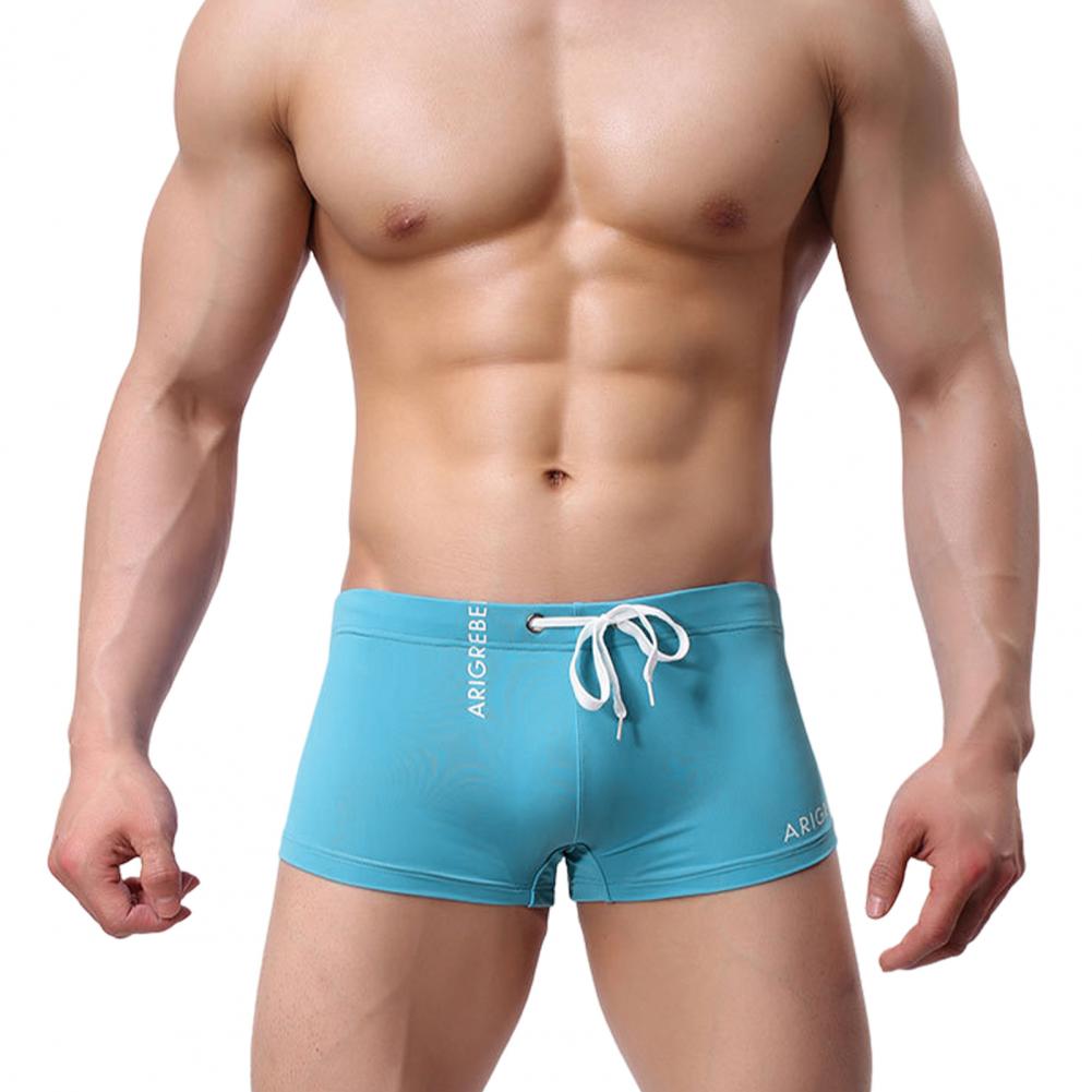 Herren Badeshorts mit Kordelzug, elastischer Bund, weich, schnelltrocknend, atmungsaktiv, schmale Passform, einfarbig, U-konvex, mittlere Taille, Bade-Boxershorts XL himmelblaue von Joom DACH