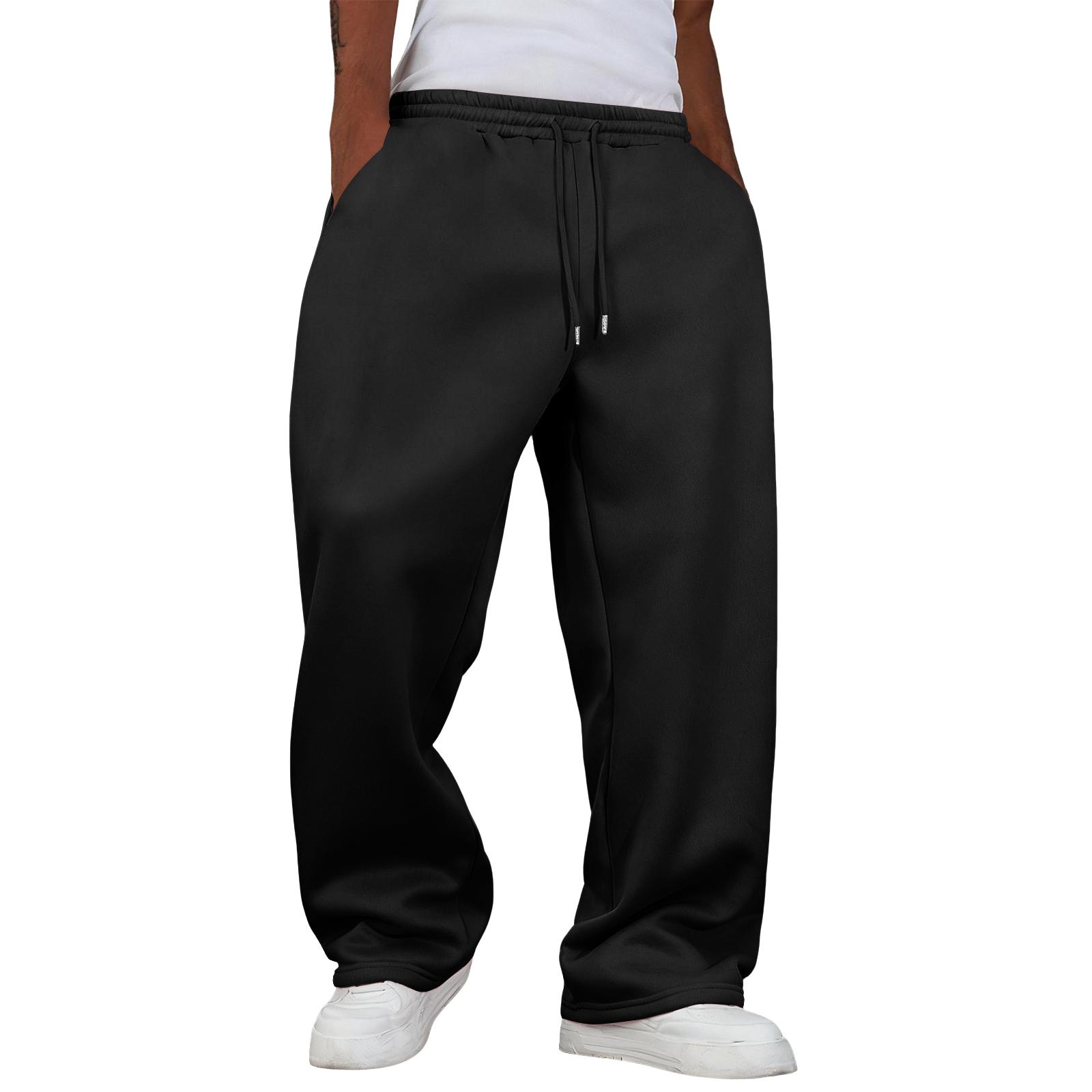 Herren Baggy Sweatpants Fleece Freizeithose Elastischer Bund Sportliche Trainings-Jogginghose Herbst Winter L schwarz von Joom DACH