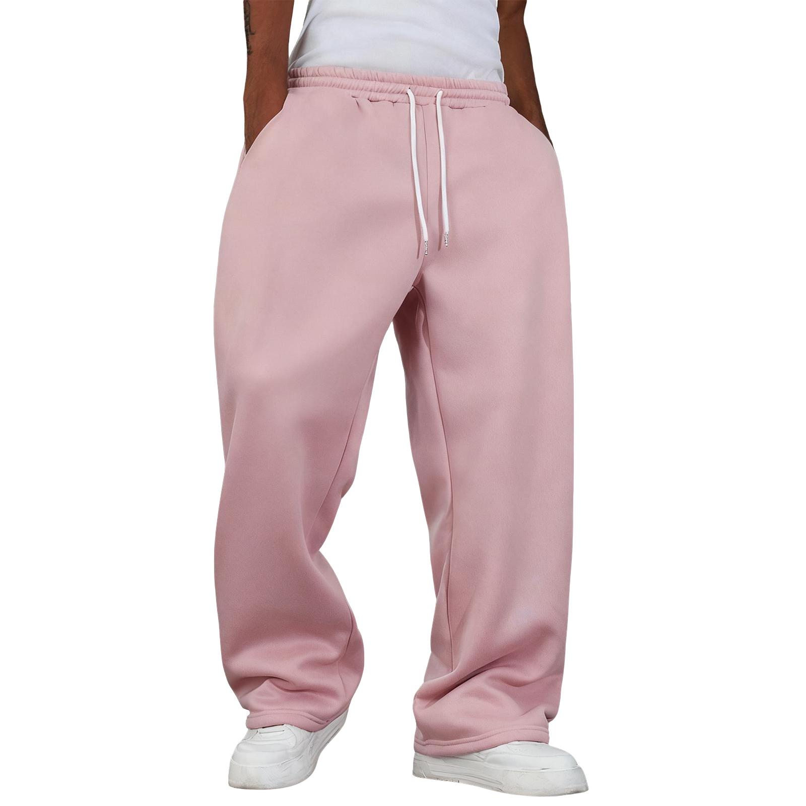 Herren Baggy Sweatpants Fleece Freizeithose Elastischer Bund Sportliche Trainings-Jogginghose Herbst Winter L rosa von Joom DACH