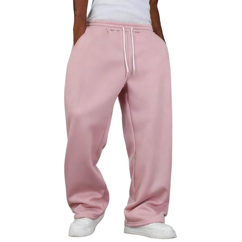 Herren Baggy Sweatpants Fleece Freizeithose Elastischer Bund Sportliche Trainings-Jogginghose Herbst Winter L rosa von Joom DACH