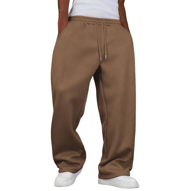 Herren Baggy Sweatpants Weitbeinige Jogginghose mit Taschen L hellbraune von Joom DACH