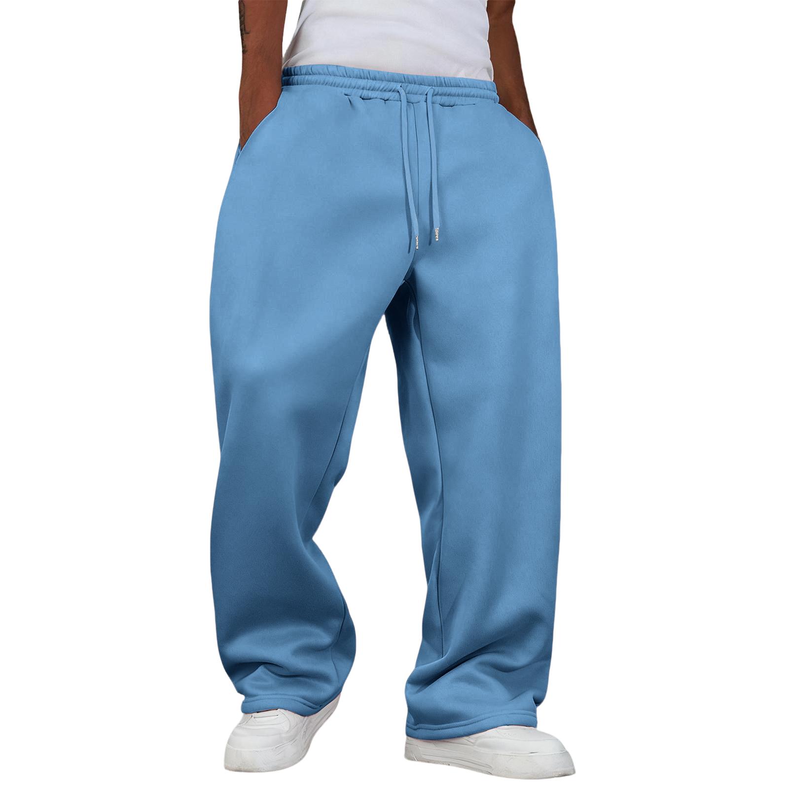 Herren Baggy Sweatpants Weitbeinige Jogginghose mit Taschen M hellblaue von Joom DACH