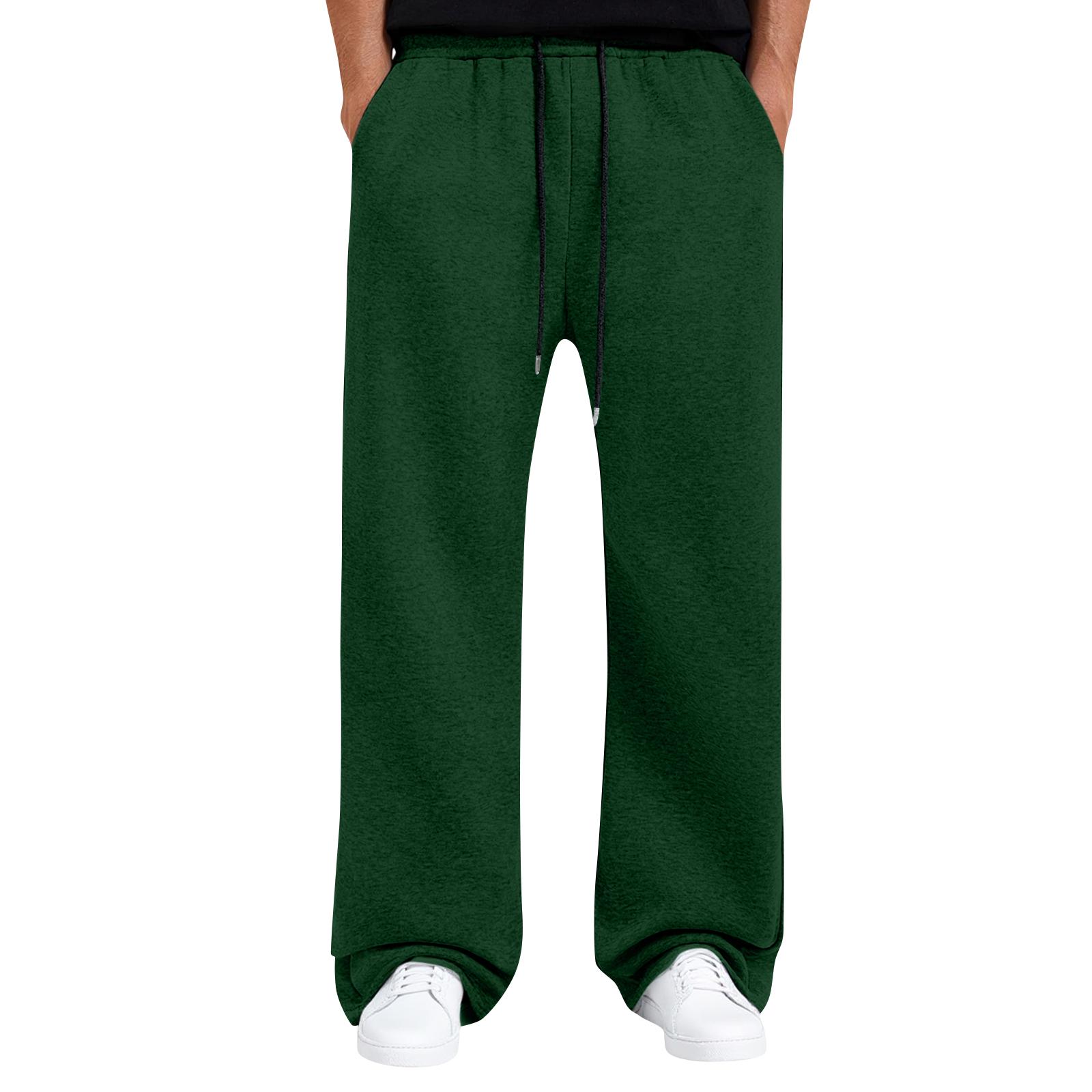 Herren Baggy Sweatpants Weitbeinige Jogginghose mit Taschen S dunkelgrüne von Joom DACH