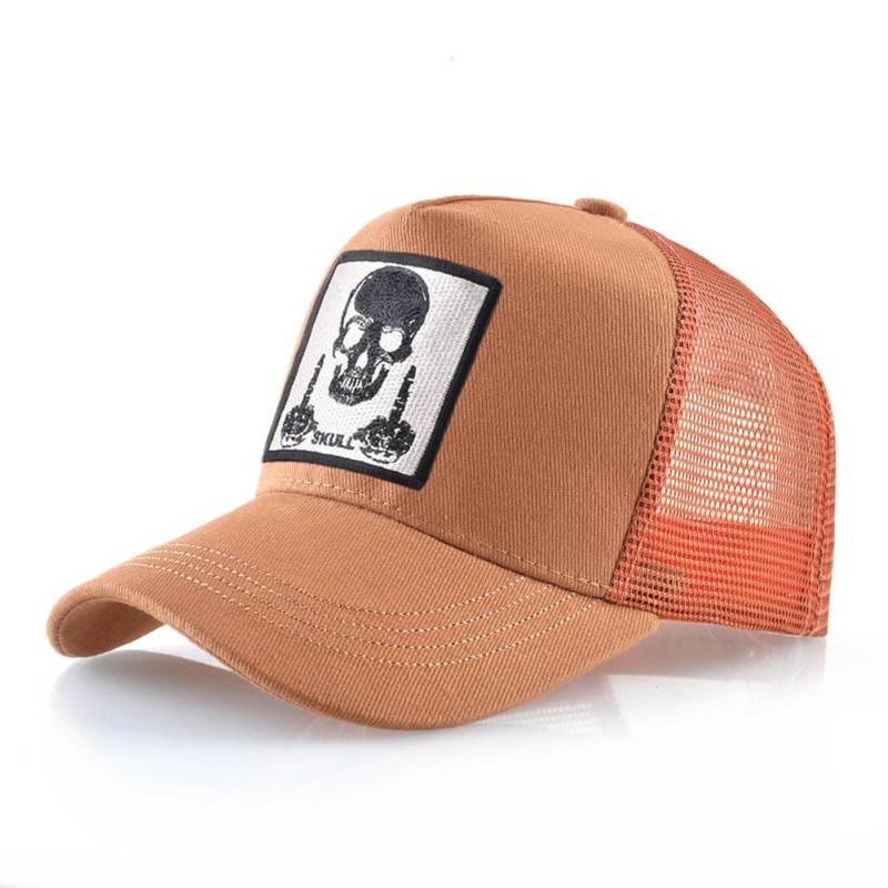 Herren Baseball Cap mit Stickerei Totenkopf Patch Snapback Hip Hop Trucker Cap Damen Vier Jahreszeiten Outdoor Atmungsaktive Visier Knochen Hüte 56-59CM von Joom DACH