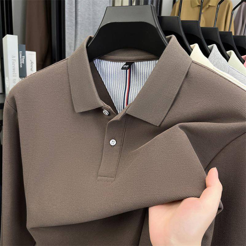 Herren Baumwoll-Poloshirt in Unifarbe - Langarm Casual-Oberteil M von Joom DACH