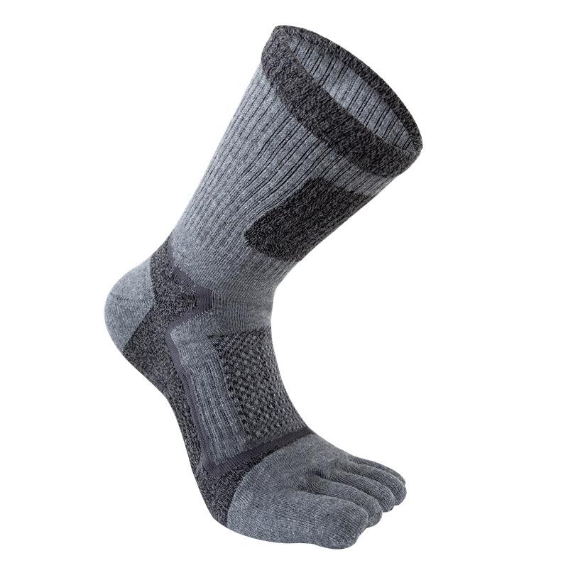 Herren Baumwoll-Sportsocken mit fünf Zehen - Atmungsaktiv, Schweißabsorbierend, Wadenlang, Übergröße, Zehen geruchshemmend One Size graue von Joom DACH