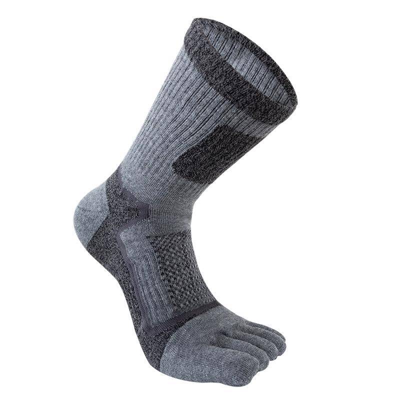 Herren Baumwoll-Sportsocken mit fünf Zehen - Atmungsaktiv, Schweißabsorbierend, Wadenlang, Übergröße, Zehen geruchshemmend One Size graue von Joom DACH