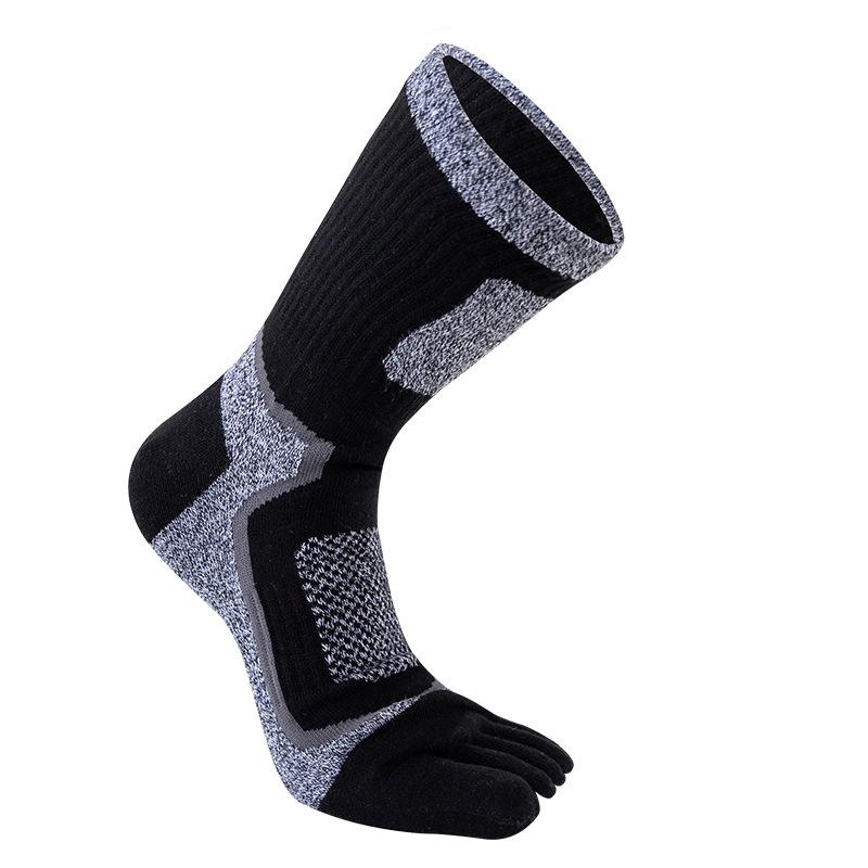 Herren Baumwoll-Sportsocken mit fünf Zehen - Atmungsaktiv, Schweißabsorbierend, Wadenlang, Übergröße, Zehen geruchshemmend One Size schwarz von Joom DACH