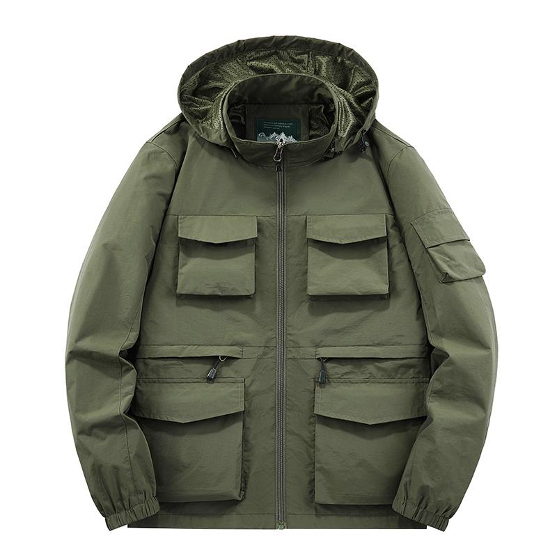 Herren Baumwoll-Windbreaker Frühlings- und Herbstjacke Bomberjacke Mehrfach-Taschen Herren Taktische Jacke Freizeitjacke für Herren 5XL von Joom DACH