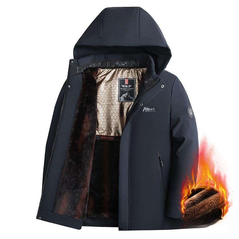 Herren Baumwolle gepolsterte Kleidung Herren Thermo Samt Baumwolle Kleidung Abnehmbare Kapuze Winter Jugend 2XL navy blau von Joom DACH