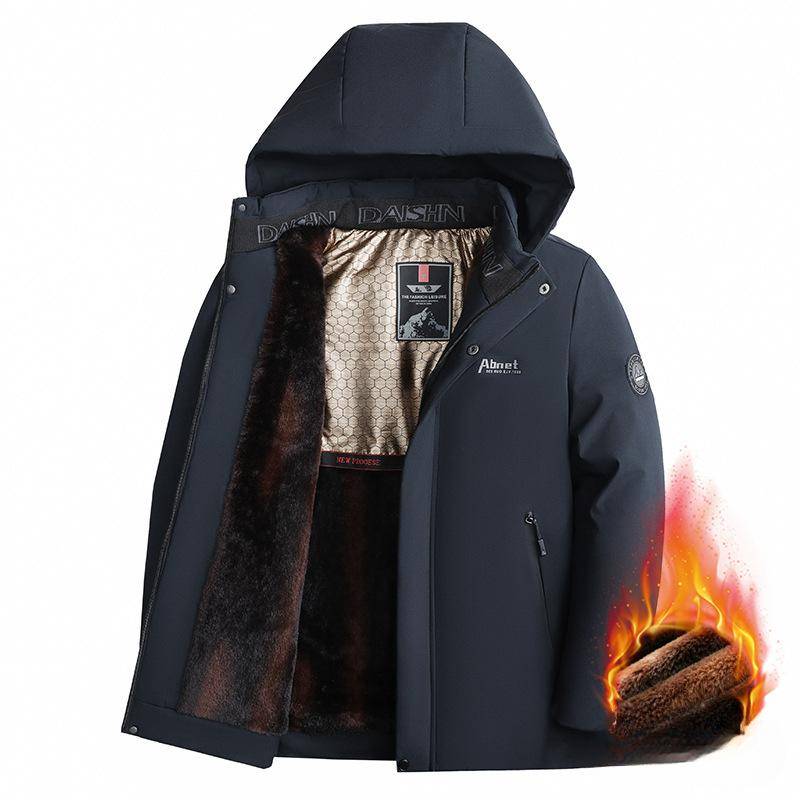 Herren Baumwolle gepolsterte Kleidung Herren Thermo Samt Baumwolle Kleidung Abnehmbare Kapuze Winter Jugend 2XL navy blau von Joom DACH