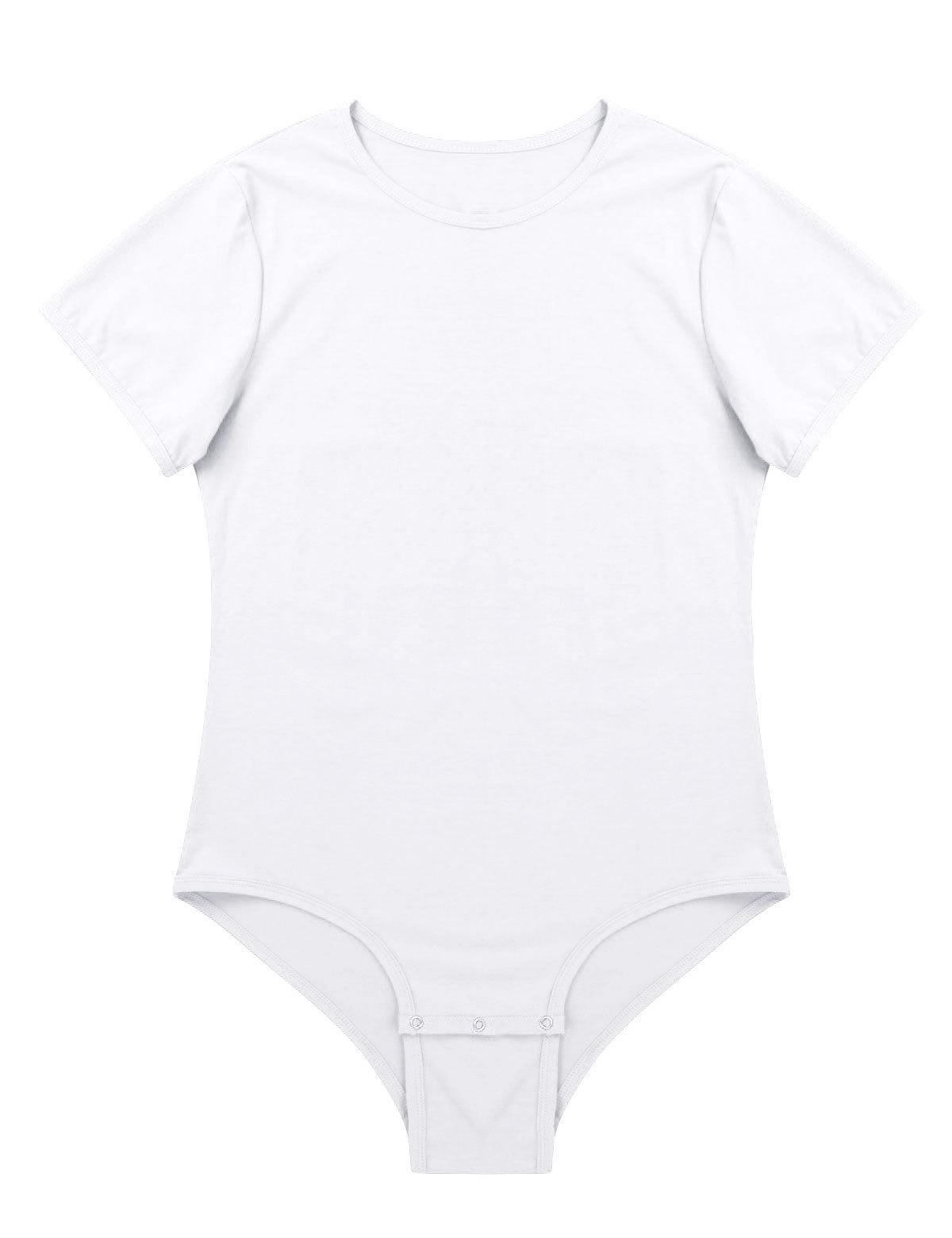 Herren Bequemer Einteiler T-Shirt Body Druckknopf im Schritt Kurzarm Nachtwäsche für den täglichen Gebrauch M weiß von Joom DACH