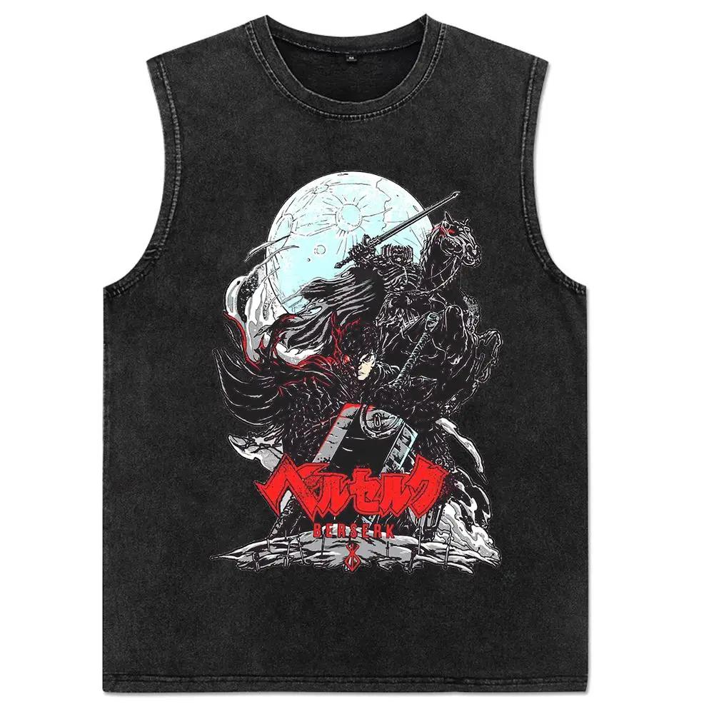Herren Berserk T-Shirt Anime Gewaschene Weste Guts Ärmellos Vintage Tanktops Streetwear Baumwoll-Tops T-Shirts L von Joom DACH