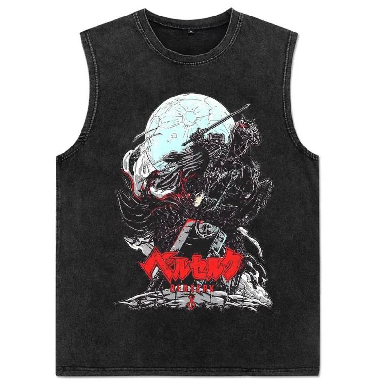 Herren Berserk T-Shirt Anime Gewaschene Weste Guts Ärmellos Vintage Tanktops Streetwear Baumwoll-Tops T-Shirts S von Joom DACH