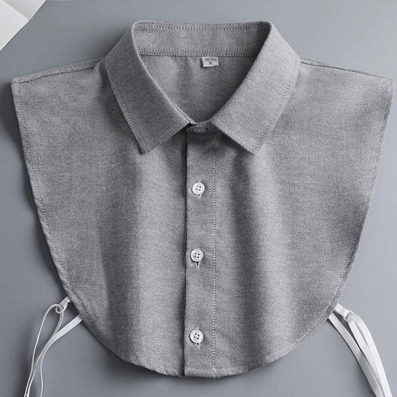 Herren-Bluse aus Baumwolle mit falschem Kragen, formelles Geschäftshemd, abnehmbarer Kragen, einfarbig, blaues Revers, falscher Kragen, Damen-Oberkragen von Joom DACH