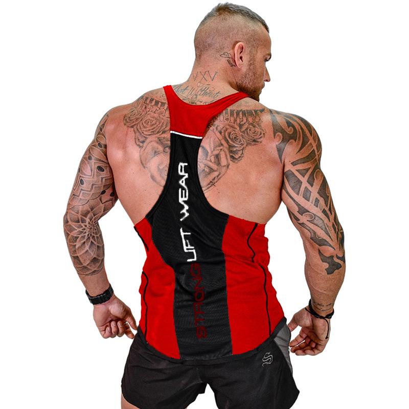 Herren-Bodybuilding-Tanktops, Fitnessstudio, Fitness, ärmelloses Hemd, Baumwolle, lässig, Unterhemd XXL rot von Joom DACH