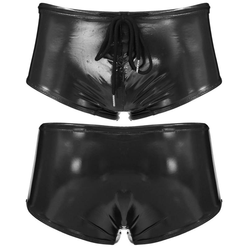 Herren-Boxershorts aus Lackleder im Wet-Look, Badehose, Badeanzug, Lounge-Unterwäsche M schwarz von Joom DACH