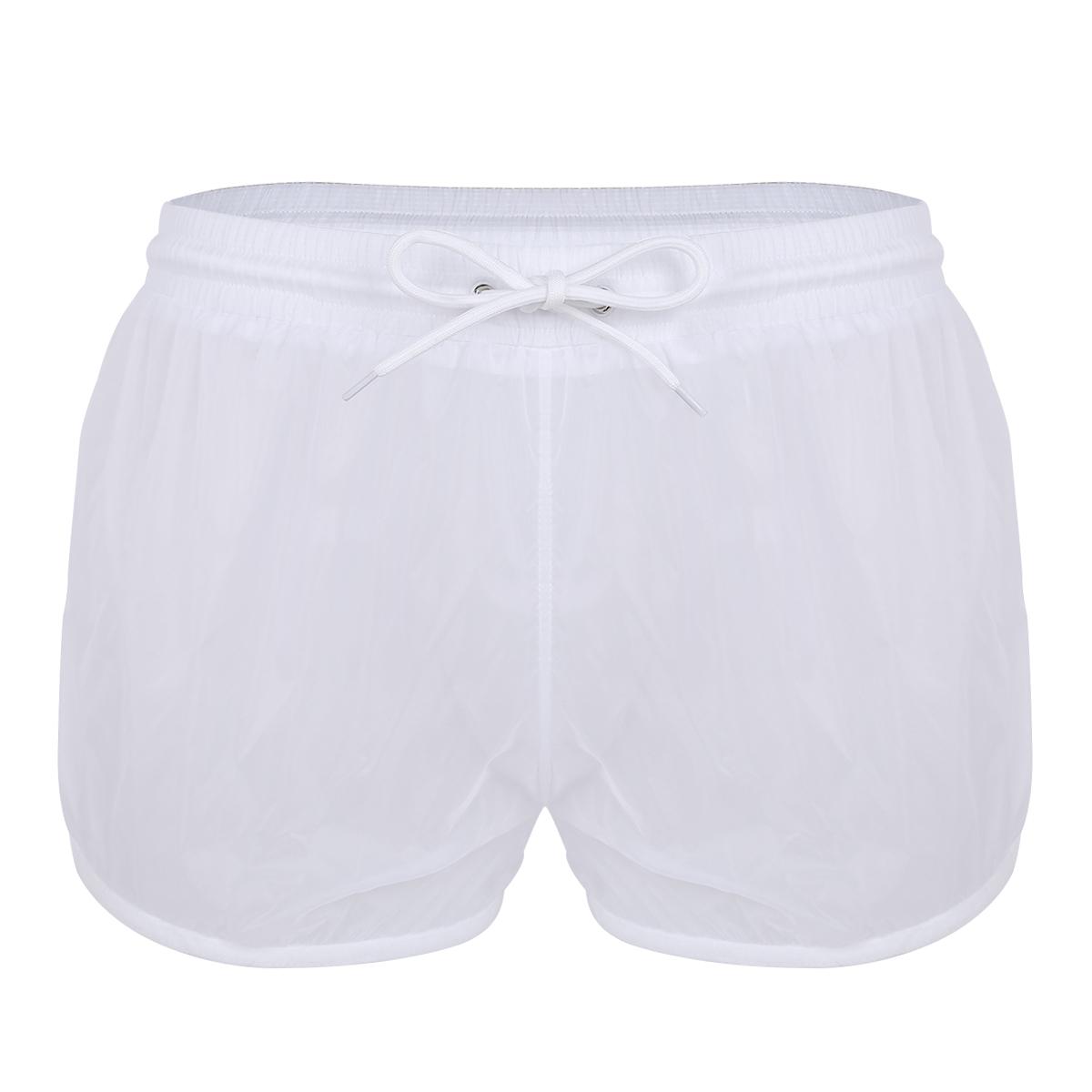 Herren-Boxershorts aus weichem, durchsichtigem Stoff mit Kordelzug, leicht, Höschen, Badeshorts L weiß von Joom DACH