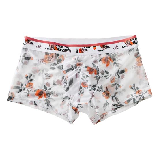 Herren-Boxershorts mit ultradünnem Netzstoff und Aufdruck, mittlere Taille, schnelltrocknend, feuchtigkeitsableitend, Übergröße, Homewear, Schlafshorts, Sommerunterhose L weiß von Joom DACH