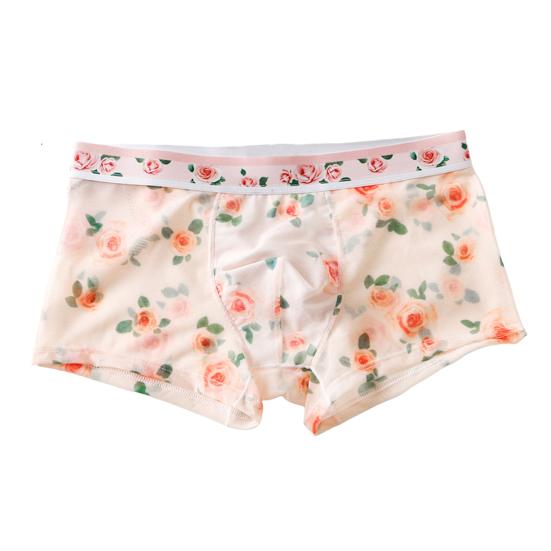 Herren-Boxershorts mit ultradünnem Netzstoff und Aufdruck, mittlere Taille, schnelltrocknend, feuchtigkeitsableitend, Übergröße, Homewear, Schlafshorts, Sommerunterhose XL rosa von Joom DACH