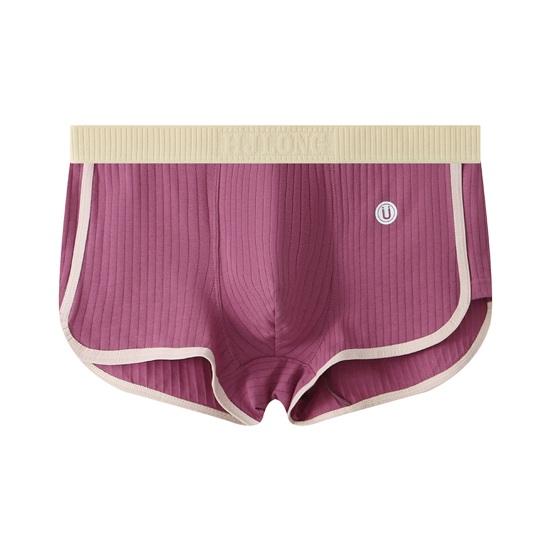 Herren-Boxerunterwäsche, mittelhoher Schnitt, elastischer Bund, Patchwork-Farbe, Shorts, Slips, U-konvexe gerippte Höschen, Alltagskleidung M rot von Joom DACH