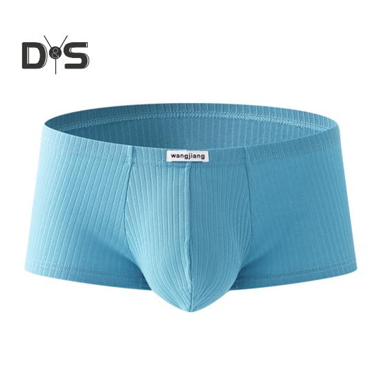 Herren-Boxerunterwäsche, niedrige Taille, einfarbig, gerippte Shorts, Slips, schnelltrocknend, U-konvexe Tasche, dünne Höschen L blau von Joom DACH