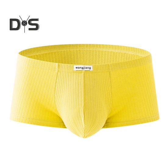 Herren-Boxerunterwäsche, niedrige Taille, einfarbig, gerippte Shorts, Slips, schnelltrocknend, U-konvexe Tasche, dünne Höschen M gelb von Joom DACH