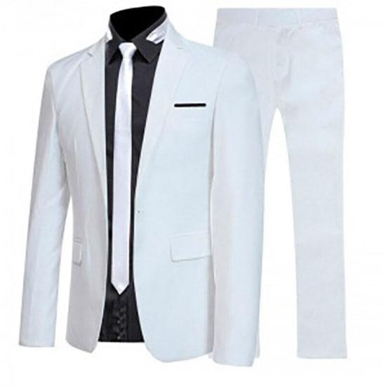 Herren Britischer Stil Elegante Blazer 2-teilige Sets Business Hemd Hose Jacke Mantel 3 Anzüge Formelle Kleidung Hochzeitsanzug L weiß von Joom DACH