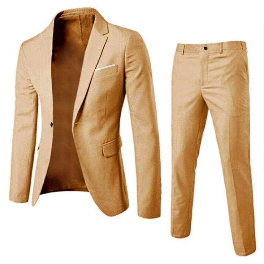 Herren Britischer Stil Elegante Blazer 2-teilige Sets Business Hemd Hose Jacke Mantel 3 Anzüge Formelle Kleidung Hochzeitsanzug M khaki von Joom DACH