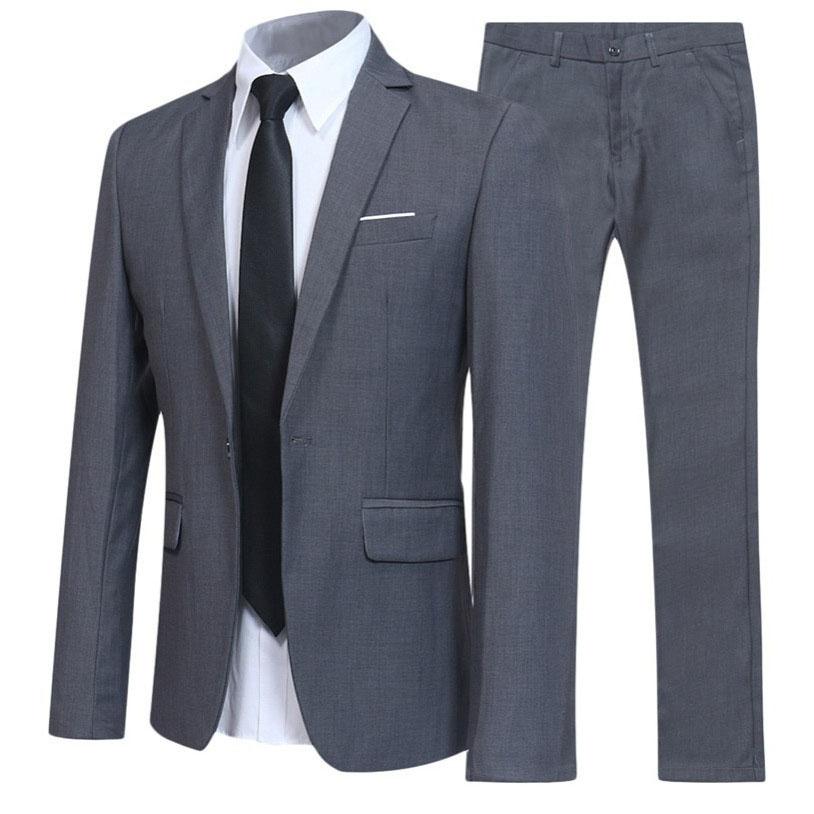 Herren Britischer Stil Elegante Blazer 2-teilige Sets Business Hemd Hose Jacke Mantel 3 Anzüge Formelle Kleidung Hochzeitsanzug XXL grau von Joom DACH