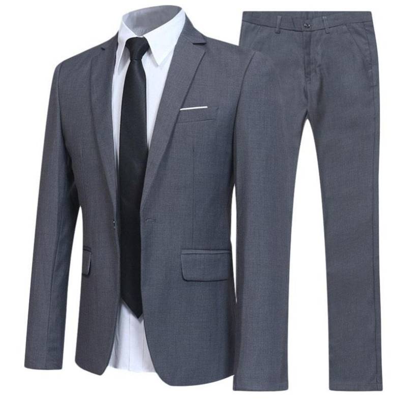Herren Britischer Stil Elegante Blazer 2-teilige Sets Business Hemd Hose Jacke Mantel 3 Anzüge Formelle Kleidung Hochzeitsanzug XXL grau von Joom DACH