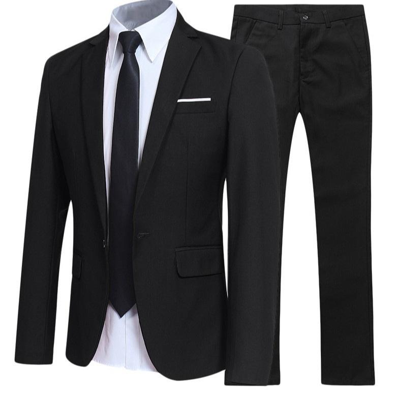 Herren Britischer Stil Elegante Blazer 2-teilige Sets Business Hemd Hose Jacke Mantel 3 Anzüge Formelle Kleidung Hochzeitsanzug XXL schwarz von Joom DACH