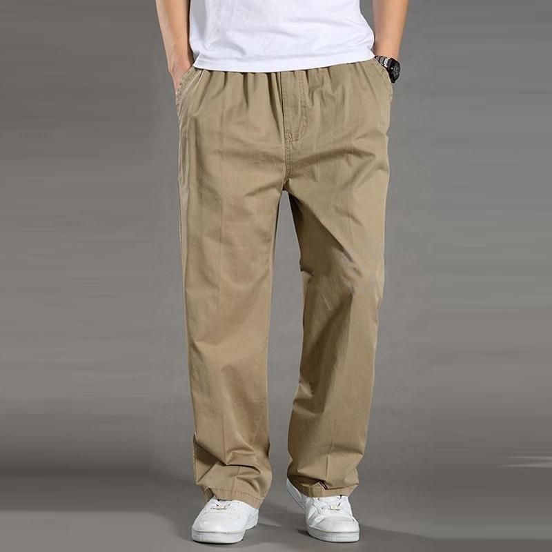 Herren-Business-Baumwolle, lose Leinenhose, schweißabsorbierend, dünn, atmungsaktiv, gerades Bein, Freizeithose, M-6XL 3XL khaki von Joom DACH
