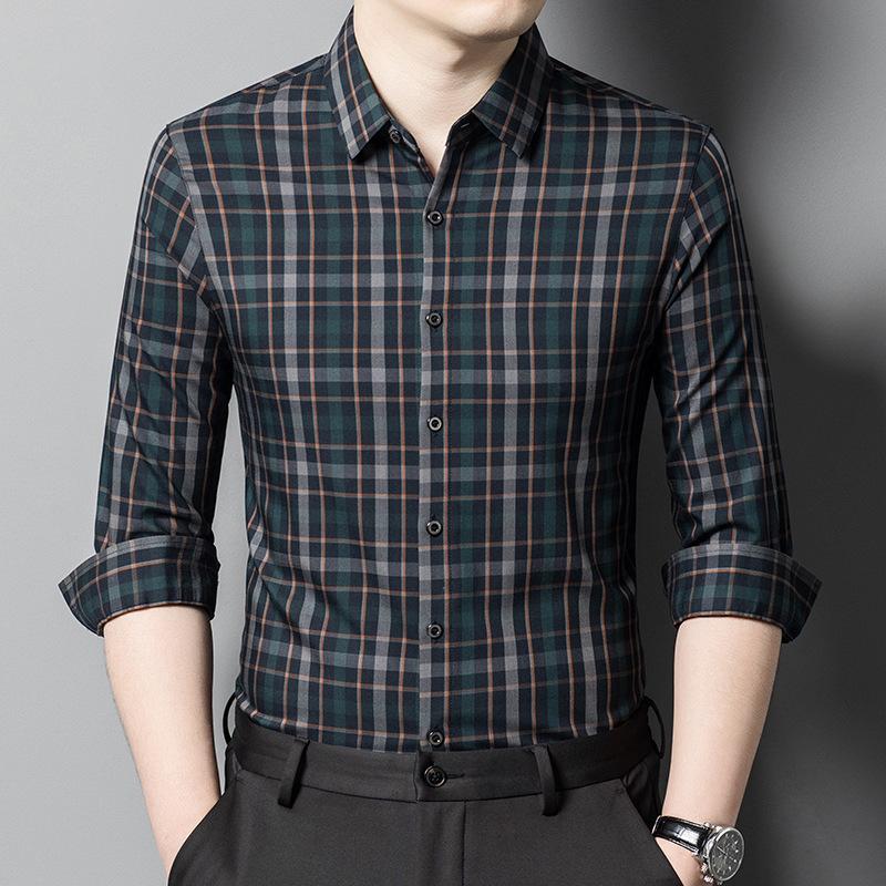 Herren Business Casual Langarm Kariertes Hemd Frühling und Herbst Neue Einfache Mode Herrenmode Dünnes Hemd Männer XL blau von Joom DACH