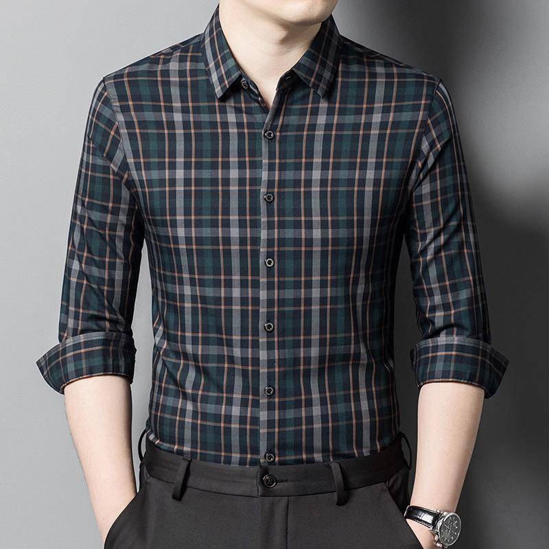 Herren Business Casual Langarm Kariertes Hemd Frühling und Herbst Neue Einfache Mode Herrenmode Dünnes Hemd Männer XL blau von Joom DACH