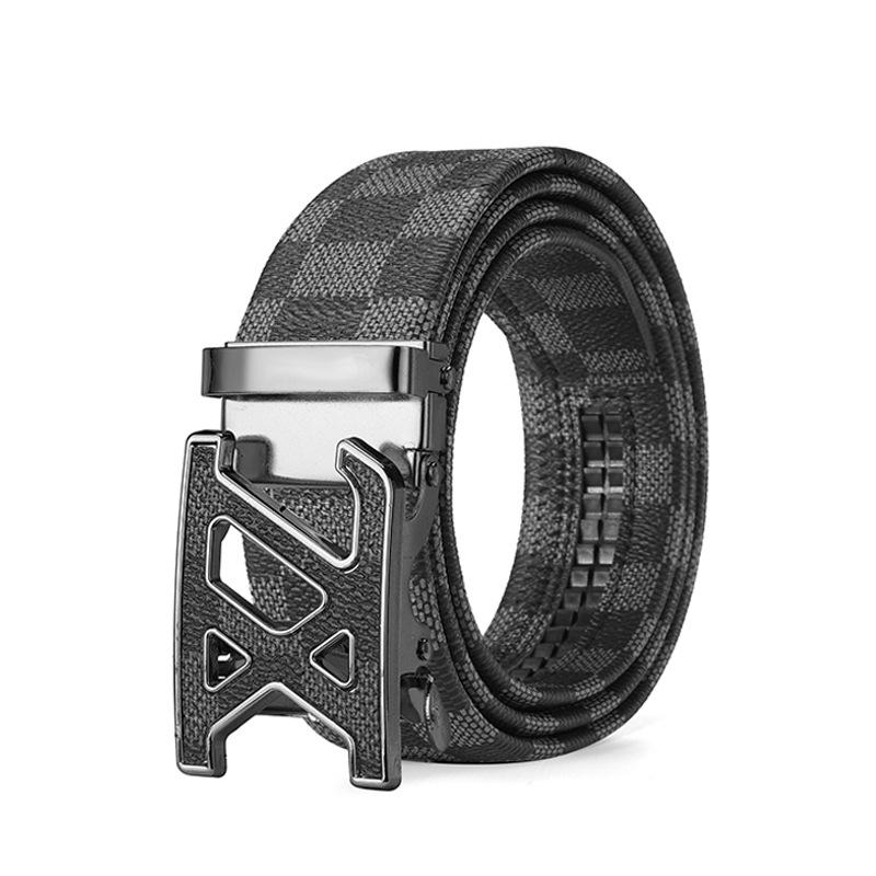 Herren Business Casual Ledergürtel mit automatischer Buchstabenschnalle 120 cm von Joom DACH
