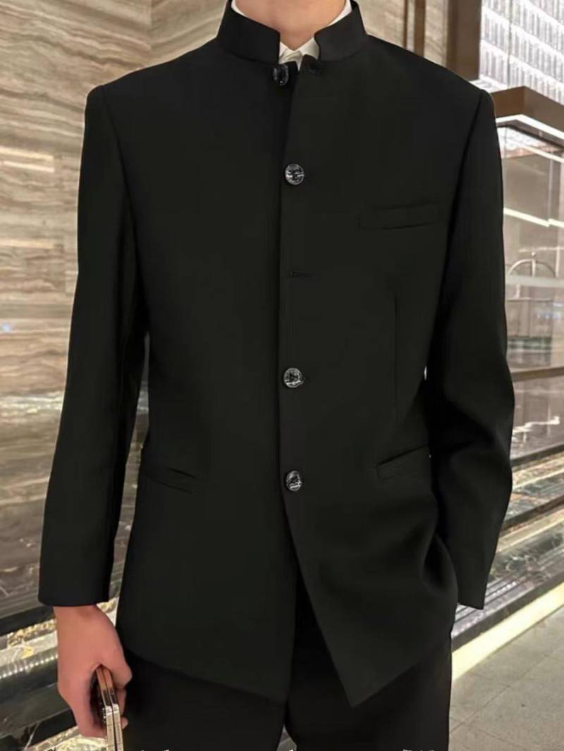 Herren Business Casual Stehkragen Einfarbig Tang Anzugjacke L schwarz Herren Business Casual Stehkragen Einfarbig Tang Anzugjacke L schwarz von Joom DACH