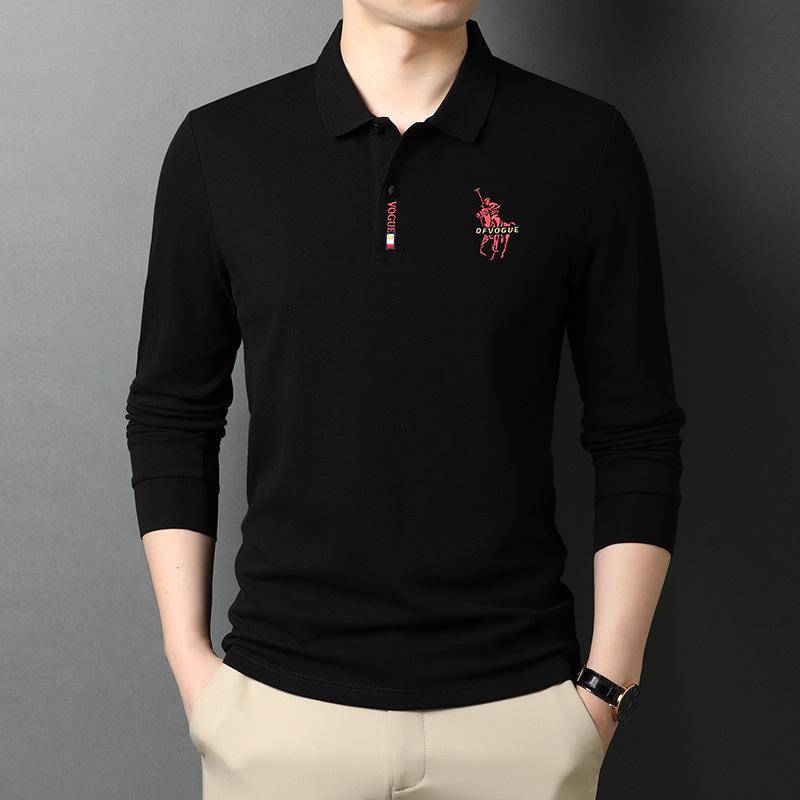 Herren Business Casual Tops Frühling und Herbst Neue Langarm T-Shirt Quadratischer Kragen Poloshirt XXXXL von Joom DACH